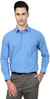 Peter England Men's Checkered Formal Blue Shirt