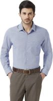 Peter England Men's Printed Formal Blue Shirt