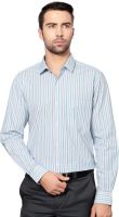 Peter England Men's Striped Formal Blue Shirt