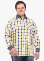 Pluss Blue Checks Regular Fit Casual Shirt