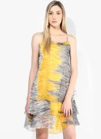 Pose It Yellow Colored Printed Asymmetric Dress