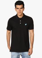Provogue Black Solid Polo T-Shirt