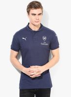 Puma Arsenal Casuals Performance With Sponsor Logo Navy Blue Football Polo T-Shirt