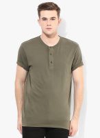 Quiksilver Olive Solid Henley T-Shirt