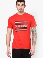 Quiksilver Red Round Neck T-Shirt