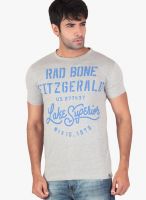 Radbone Grey Printed Round Neck T-Shirts