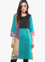 Rain & Rainbow Green Printed Kurta