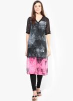 Raindrops Pink Graphic Print Georgette Kurta