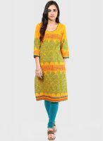 Riya Mustard Yellow Printed Kurtis