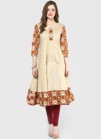 Span Brown Printed Kurtis