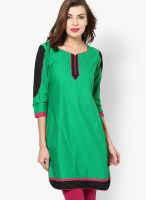 Span Green Solid Kurtis