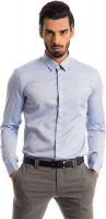 Specimen Men's Harringbone Formal Blue Shirt