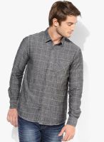 Spykar Dark Grey Checked Regular Casual Shirt