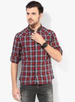 Spykar Red Checks Regular Fit Casual Shirt