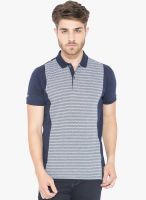 Status Quo Navy Blue Striped Polo T-Shirt