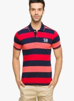 Status Quo Red Striped Polo T-Shirts