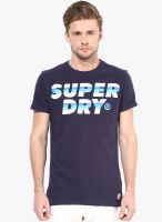Superdry Navy Blue Printed Round Neck T-Shirt