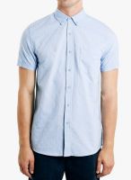 TOPMAN Light Blue Solid Regular Fit Casual Shirt