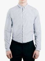 TOPMAN Light Grey Striped Slim Fit Formal Shirt