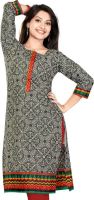 Tanzeb Casual Printed Women's Kurti(Black)