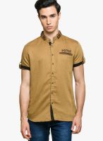 Teemper Solid Brown Casual Shirt