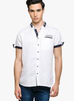 Teemper Solid White Casual Shirt