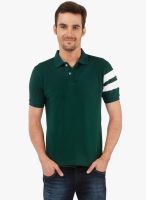 The Cotton Company Green Solid Polo T-Shirt