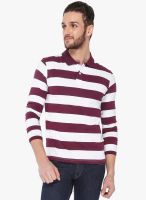 The Cotton Company Purple Striped Polo T-Shirt