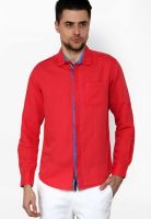 The Indian Garage Co. Solid Red Casual Shirt
