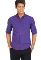 The Indian Garage Co. Striped Purple Casual Shirt