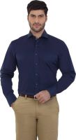 The Stiff Collar Men's Solid Formal Dark Blue Shirt