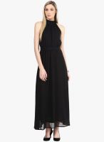 The Vanca Black Solid Maxi Dress