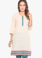 Titch Button Beige Embellished Kurtas