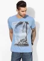 Tom Tailor Blue Printed Round Neck T-Shirt