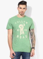 Tom Tailor Green Printed Round Neck T-Shirt