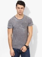 Tom Tailor Grey Solid Round Neck T-Shirt