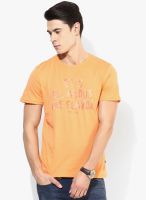 Tom Tailor Orange Printed Round Neck T-Shirt
