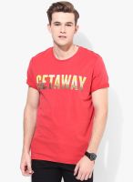 Tom Tailor Red Round Neck T-Shirt