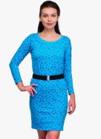 Tops And Tunics Blue Colored Printed Bodycon Dress