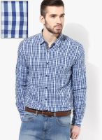 Turtle Checks Blue Casual Shirt