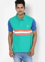 U.S. Polo Assn. Green Striped Polo T-Shirts