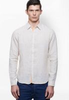 United Colors of Benetton Beige Printed Linen Regular Fit Casual Shirt