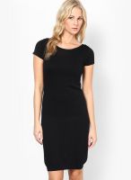 United Colors of Benetton Black Colored Solid Bodycon Dress