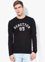 United Colors of Benetton Black Printed Round Neck T-Shirt