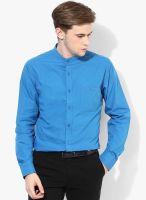 United Colors of Benetton Blue Mandarin Collar Casual Shirt