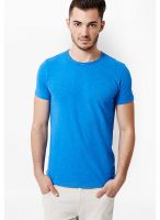 United Colors of Benetton Blue Solid Round Neck T-Shirts