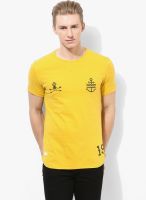 United Colors of Benetton Yellow Printed Round Neck T-Shirt