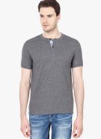 Urban Nomad Charcoal Grey Solid Henley T-Shirts