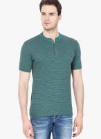 Urban Nomad Green Striped Henley T-Shirts