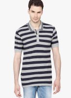 Urban Nomad Grey Striped Polo T-Shirt